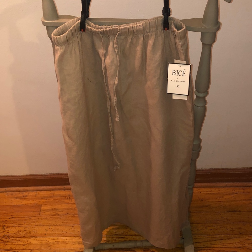 Sag Harbor BICÉ Drawstring Midi Skirt in Taupe